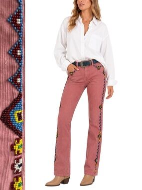 Rare Ralph Lauren Blue Label Beaded Corduroy Pants Western Embellished Vintage